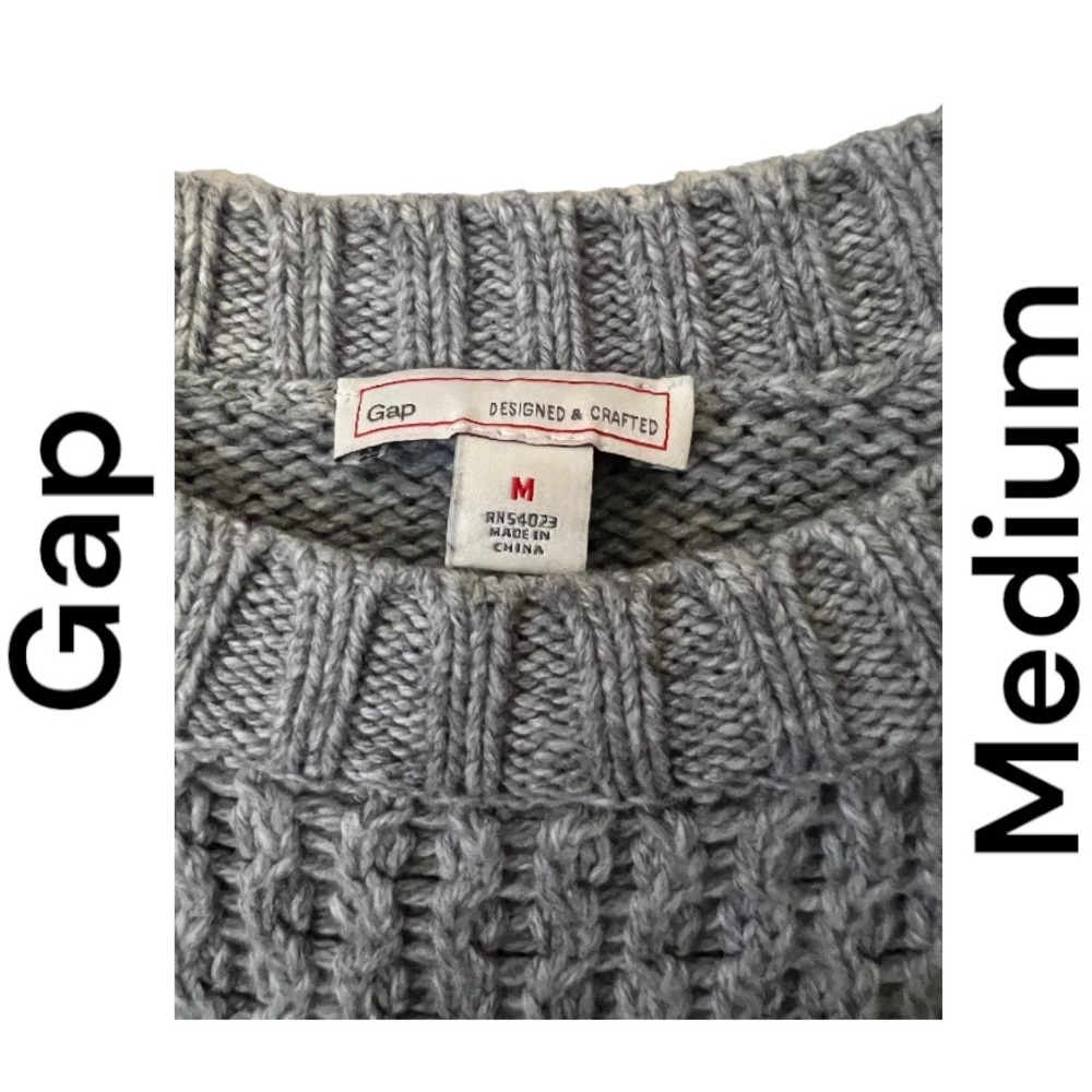 Gap, Gray Cableknit, Sweater, Medium - image 4